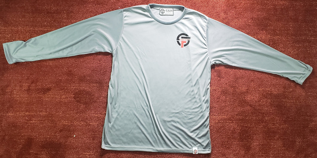 Long sleeve athletic gym shirt ( Grey )